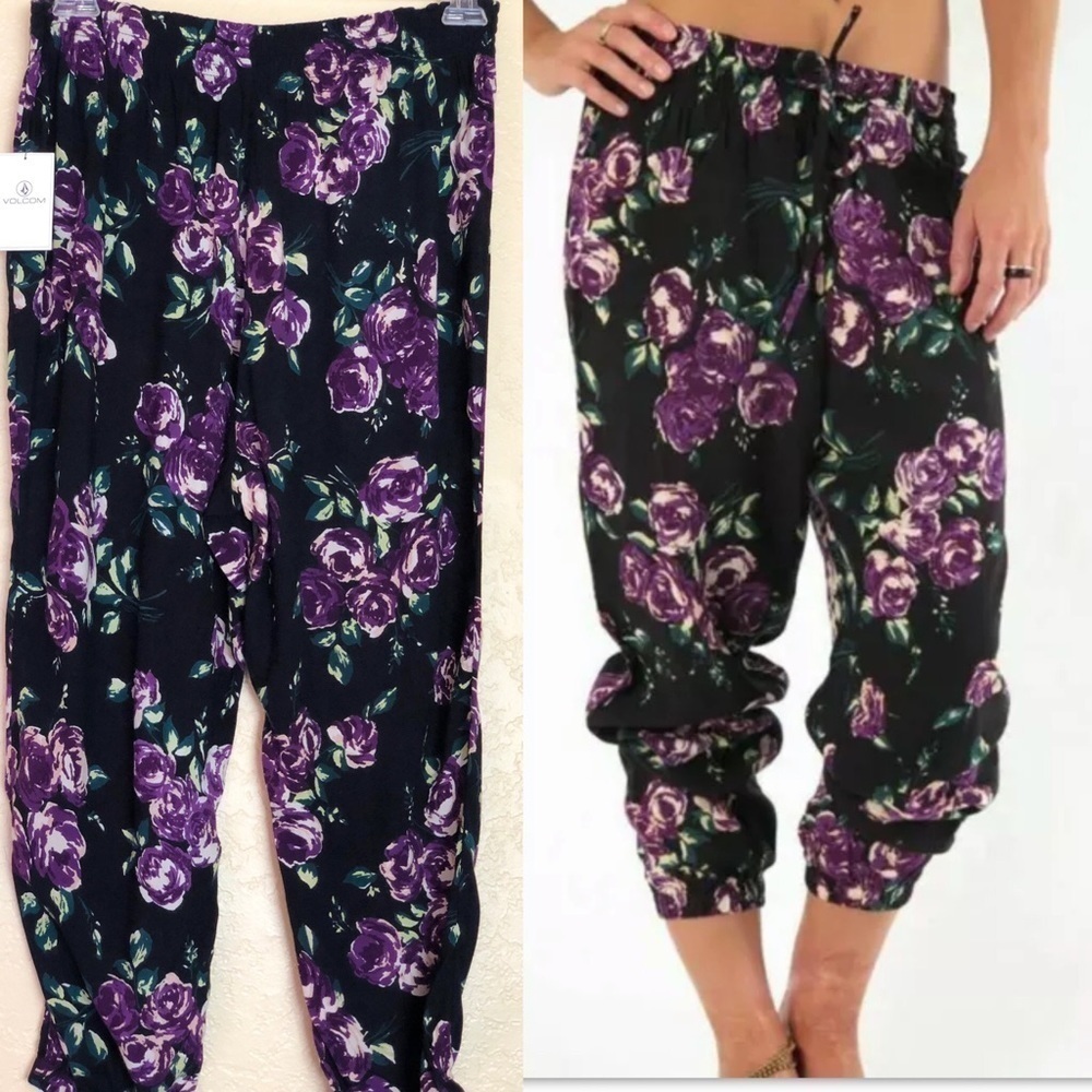Volcom Women's Purple defiant One Floral Pants M